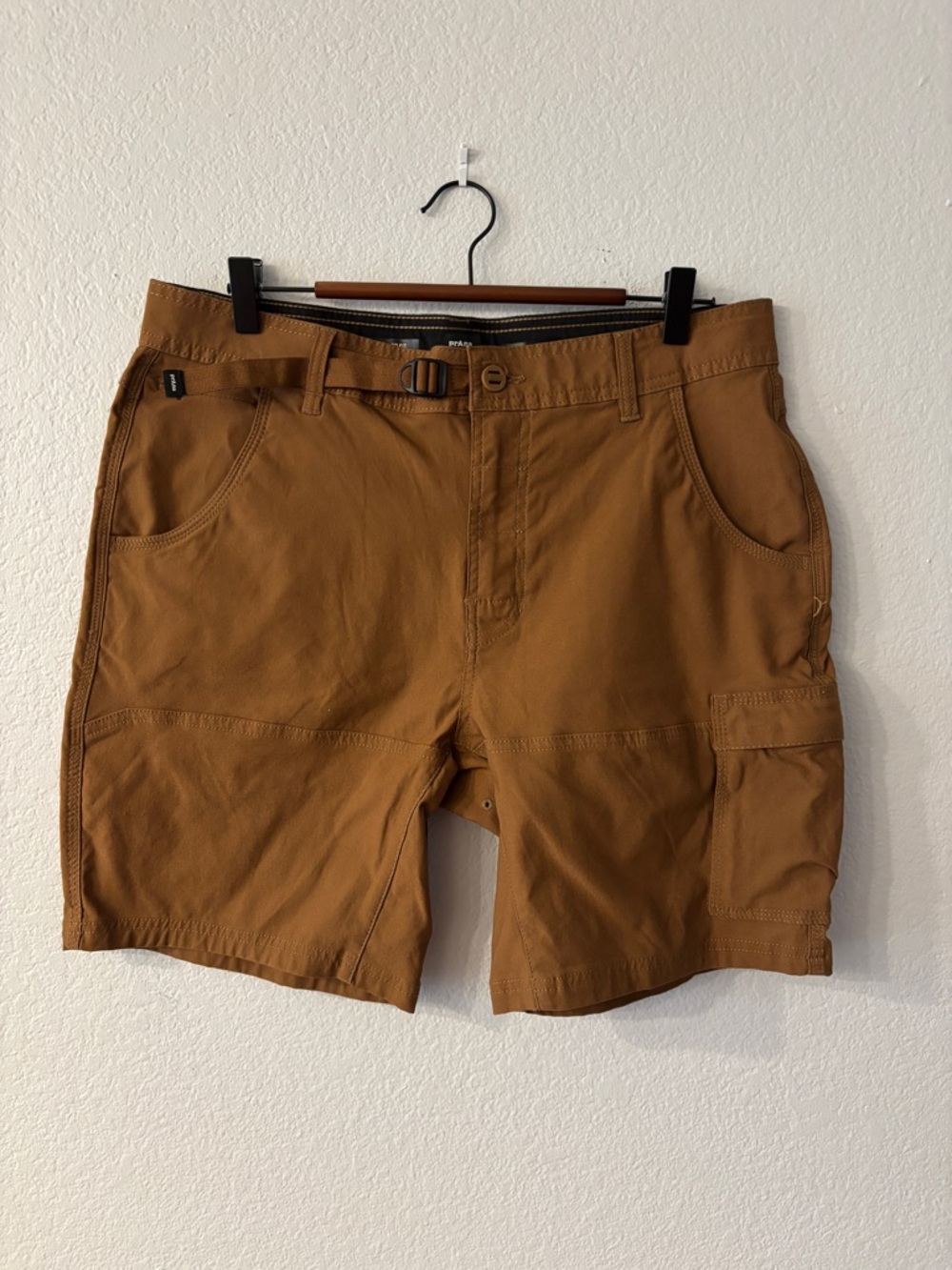 Prana Men's Stretch Zion Cargo Shorts in Sand Brown with Built-In Belt